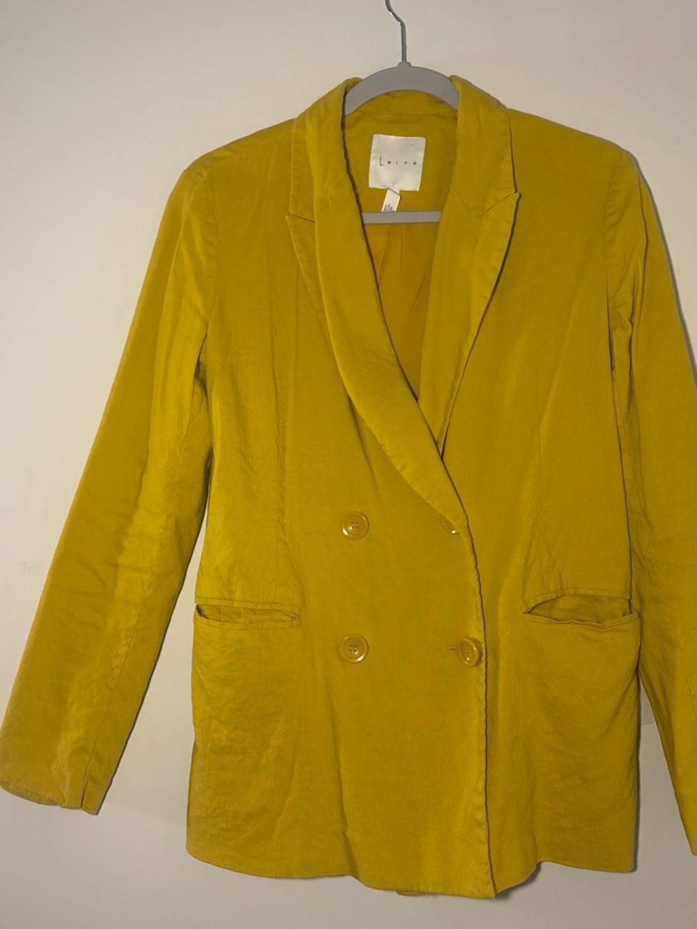 Leith Mustard Yellow Double-Breasted Blazer